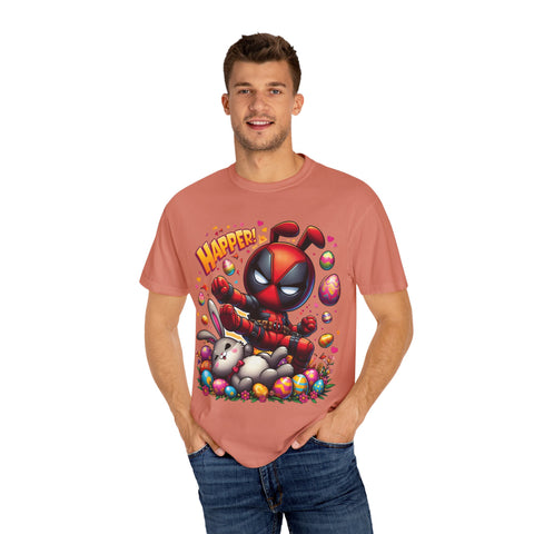 Funny Deadpool Easter T-Shirt - Unisex Garment-Dyed Tee for Comic Fans