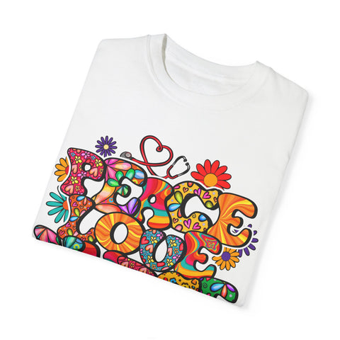 Peace Love Music Unisex Garment-Dyed T-shirt