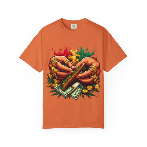 Vibrant Herbal Tees - Unisex Garment-Dyed T-shirt with Hand Rolling Design