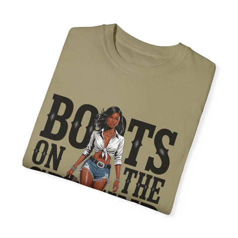 Unisex Garment-Dyed T-shirt - 'Boots on the Ground' Graphic Tee