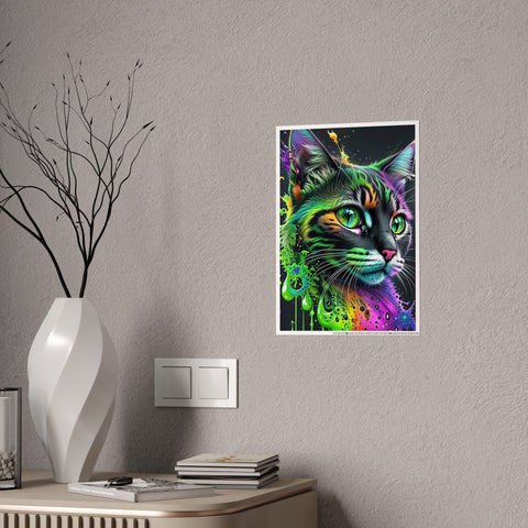 Vibrant Cat Gloss Poster - Colorful Art Print for Cat Lovers