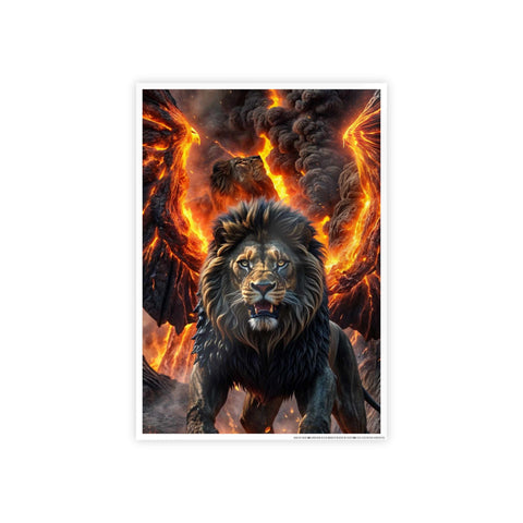 Majestic Lion Gloss Poster - Fiery Artwork for Animal Lovers