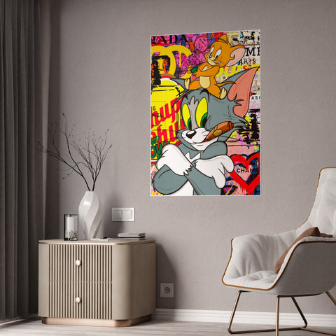Retro Cartoon Gloss Poster - Tom & Jerry Art Print for Home Decor