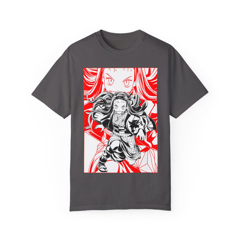 Anime-Inspired Unisex Garment-Dyed T-Shirt - Bold Character Design