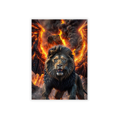 Majestic Lion Gloss Poster - Fiery Artwork for Animal Lovers