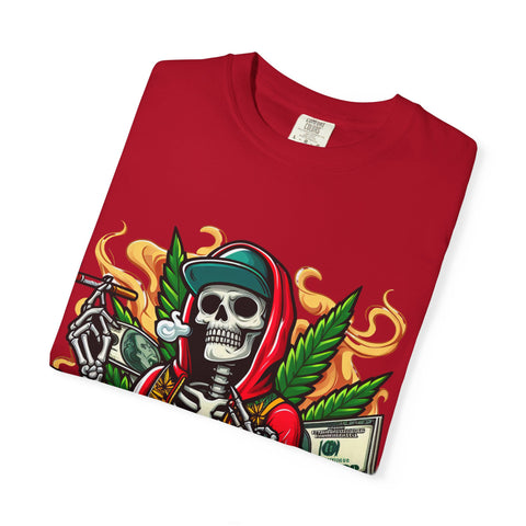 High AF Unisex Garment-Dyed T-Shirt – Bold Skeleton Design for Chill Vibes