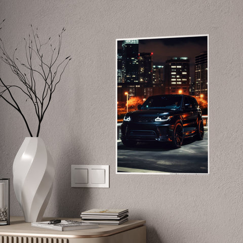 Glossy Automotive Art Poster - Nighttime Urban Scene