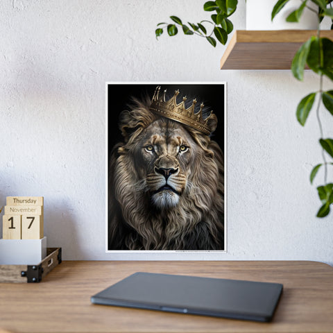 Majestic Lion Wall Art - Crowned Warrior Gloss Poster