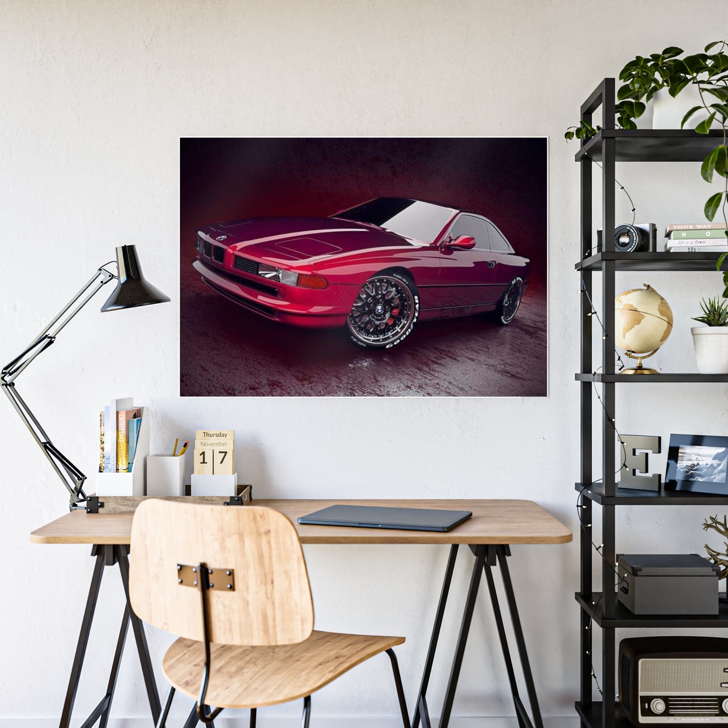Glossy Car Art Poster - Sleek Red Sports Car Decor for Auto Enthusiasts