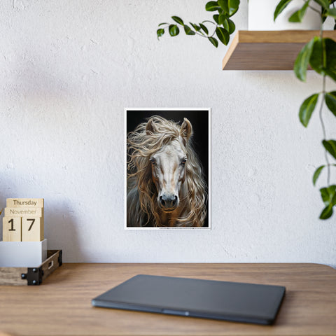 Majestic White Horse Gloss Poster - Inspirational Wall Art for Animal Lovers