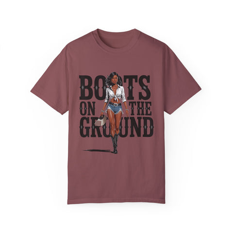 Unisex Garment-Dyed T-shirt - 'Boots on the Ground' Graphic Tee