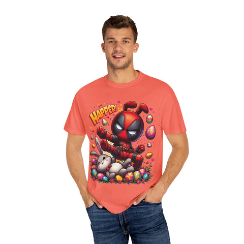 Funny Deadpool Easter T-Shirt - Unisex Garment-Dyed Tee for Comic Fans