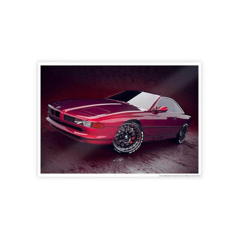 Glossy Car Art Poster - Sleek Red Sports Car Decor for Auto Enthusiasts