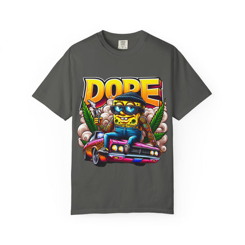 Unisex Garment-Dyed T-Shirt - Cool Cartoon ‘DOPE’ Design