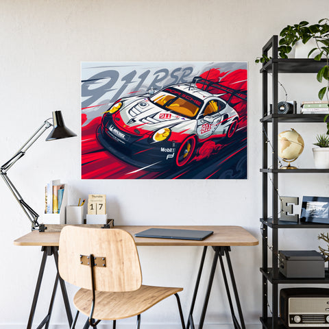 Porsche 911RSR Glossy Art Poster - Racing Wall Decor for Car Enthusiasts