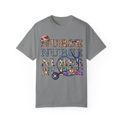 Colorful Nurse T-Shirt - Unisex Garment-Dyed Tee for Healthcare Workers