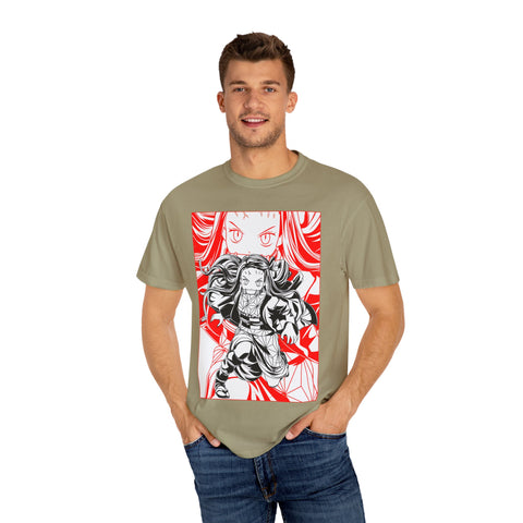 Anime-Inspired Unisex Garment-Dyed T-Shirt - Bold Character Design