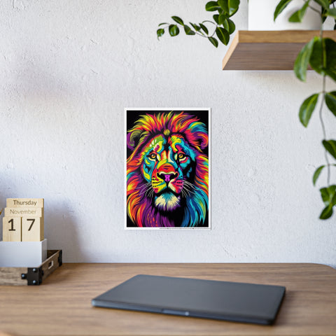 Vibrant Lion Gloss Poster - Colorful Wall Art for Animal Lovers