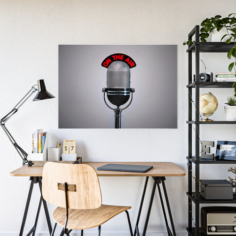 Retro Microphone Wall Art Poster - 'On The Air' Decor for Music Lovers