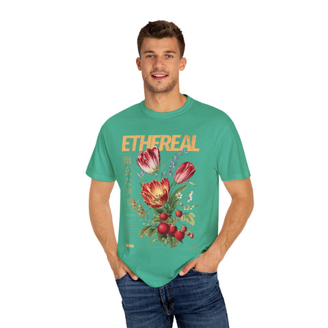 Ethereal Floral Unisex Garment-Dyed T-Shirt