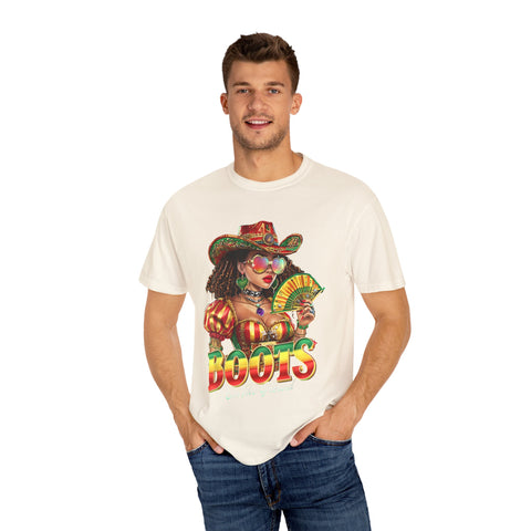 Colorful Boots Themed Unisex T-Shirt - Fun & Festive Design for Celebrations