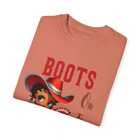 Boots On The Ground Unisex Garment-Dyed T-Shirt - Fun Western Style Tee for Festival Season