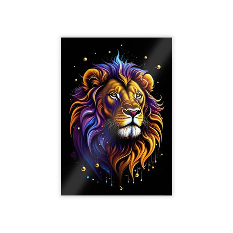 Vibrant Lion Gloss Poster - Colorful Wall Art for Animal Lovers