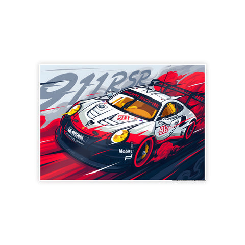 Porsche 911RSR Glossy Art Poster - Racing Wall Decor for Car Enthusiasts