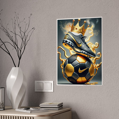 Sporty Crowned Soccer Gloss Poster - Perfect for Sports Fans