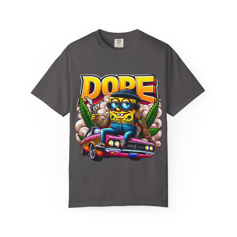 Unisex Garment-Dyed T-Shirt - Cool Cartoon ‘DOPE’ Design