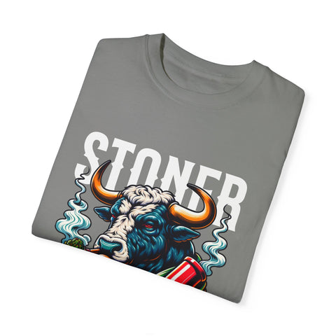 Stoner Bull T-Shirt - High on Life Design - Unisex Garment-Dyed Tee for Cannabis Enthusiasts
