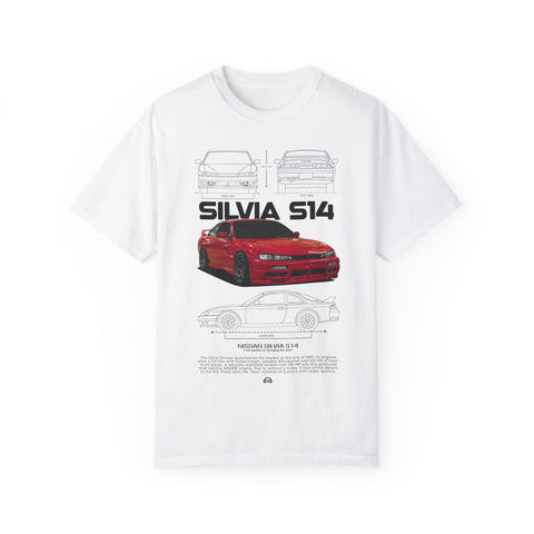 Retro Car Art Unisex Garment-Dyed T-shirt - SILVIA 514 Graphic Tee