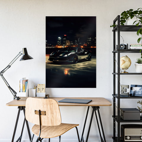 Sleek Cityscape Car Gloss Poster - Wall Art Decor for Auto Enthusiasts