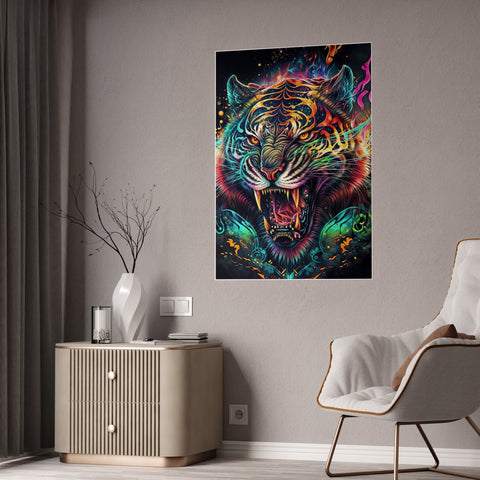Vibrant Tiger Art Gloss Poster - Colorful Wall Decor for Animal Lovers
