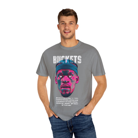 Unisex Garment-Dyed T-Shirt - Retro Sports Graphic "BUCKETS"