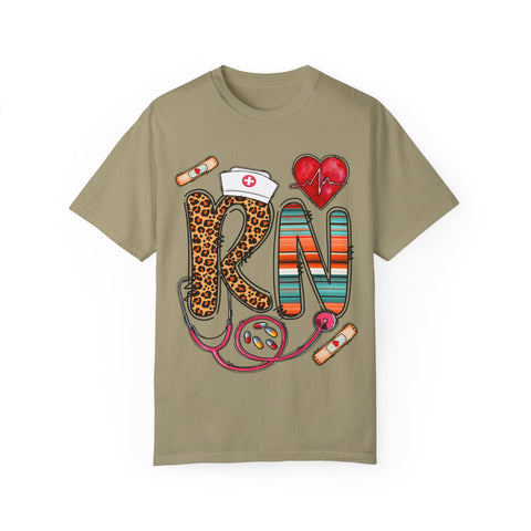 RN Nurse Graphic T-Shirt - Cute Leopard Print Design for Healthcare Workers