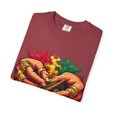 Vibrant Herbal Tees - Unisex Garment-Dyed T-shirt with Hand Rolling Design