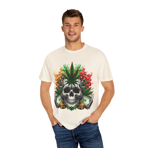 Skull & Cannabis Unisex T-Shirt - Bold Graphic Tee for Cannabis Enthusiasts