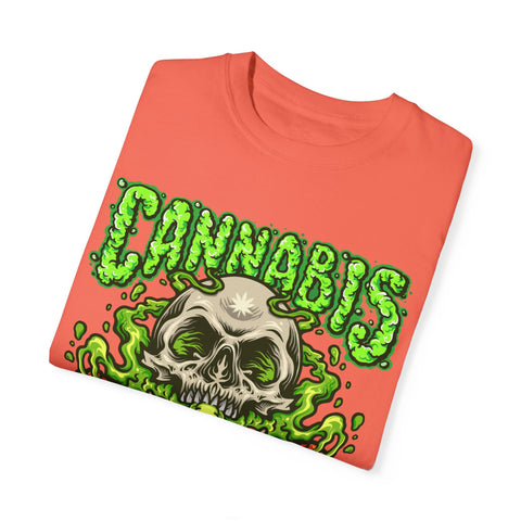 Skull & Cannabis Unisex Garment-Dyed T-Shirt - Unique Graphic Tee for Weed Enthusiasts