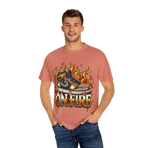 Unisex Garment-Dyed T-Shirt - 'On Fire' Graphic Tee for Sneaker Enthusiasts