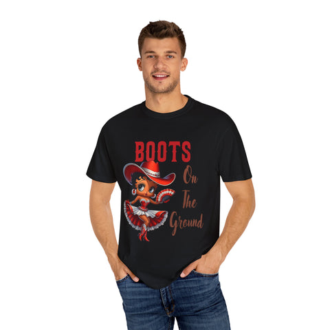 Boots On The Ground Unisex Garment-Dyed T-Shirt - Fun Western Style Tee for Festival Season