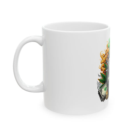 Skull & Cannabis Ceramic Mug | 11oz & 15oz | Perfect for Smokers & Alternative Lifestyle