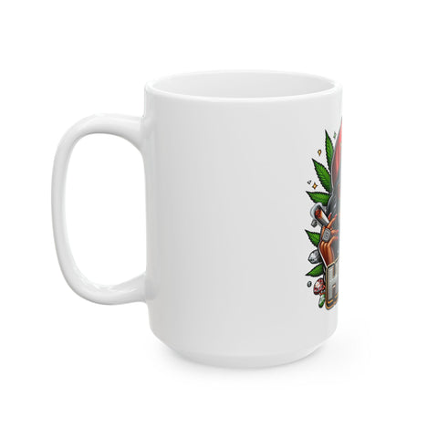 High Vibe Ceramic Mug - Stylish 11oz & 15oz Coffee Cup for Cannabis Enthusiasts