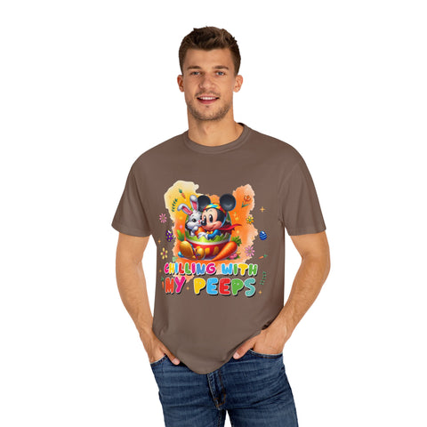 Chilling With My Peeps Unisex Garment-Dyed T-shirt | Fun Easter Graphic Tee