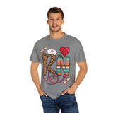 RN Nurse Graphic T-Shirt - Cute Leopard Print Design for Healthcare Workers