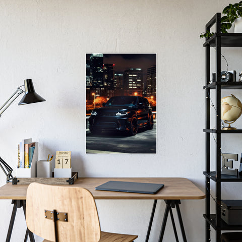 Glossy Automotive Art Poster - Nighttime Urban Scene