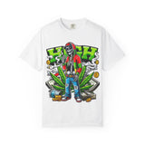 High Vibe Unisex Garment-Dyed T-Shirt - Skull & Cannabis Design