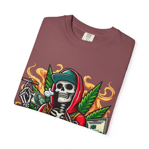 High AF Unisex Garment-Dyed T-Shirt – Bold Skeleton Design for Chill Vibes