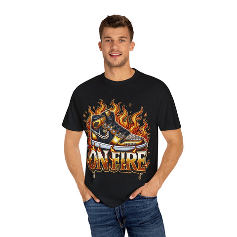 Unisex Garment-Dyed T-Shirt - 'On Fire' Graphic Tee for Sneaker Enthusiasts