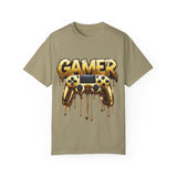 Gamer Gold Drip T-Shirt – Unisex Garment-Dyed Tee for Gaming Enthusiasts